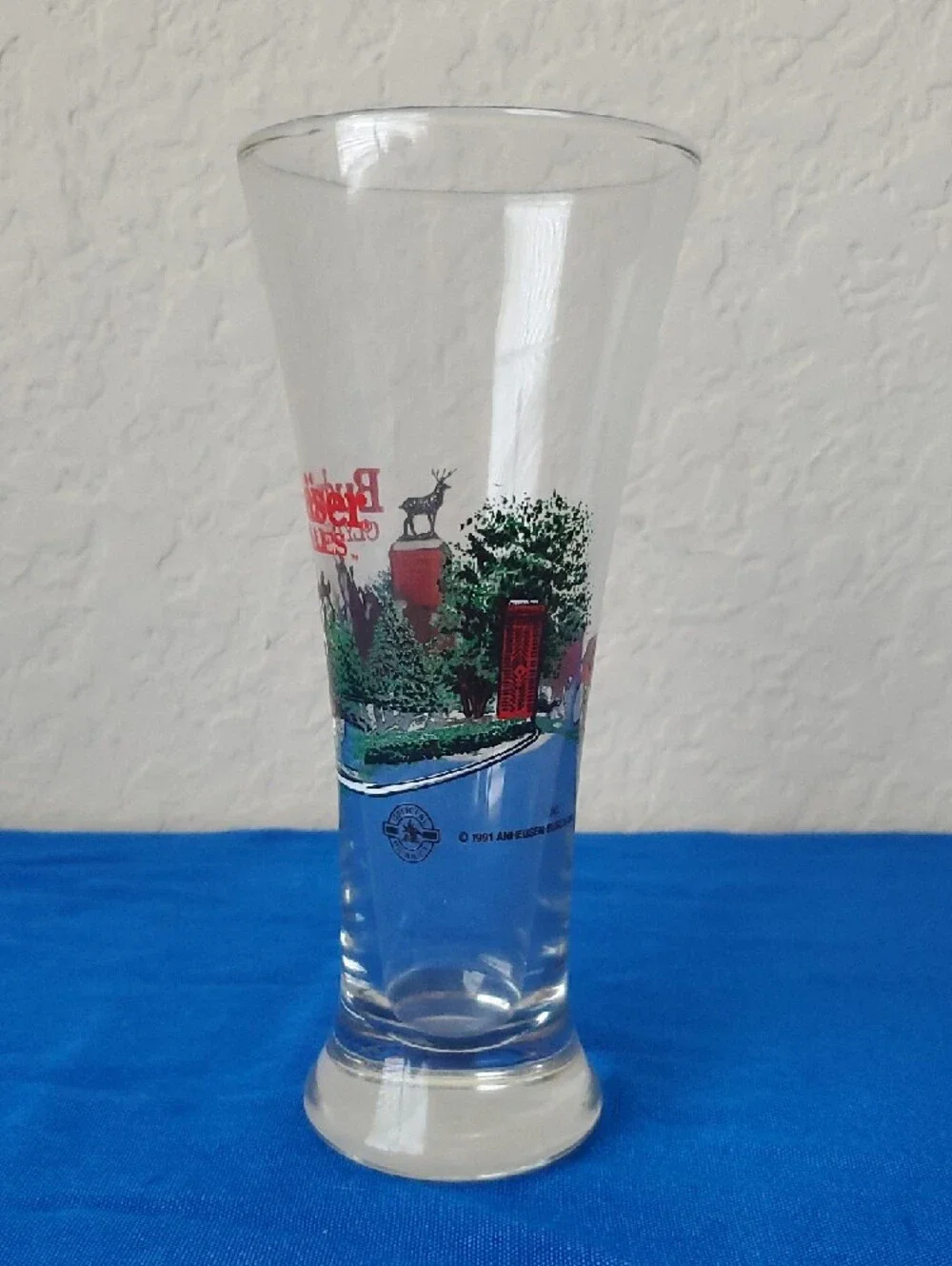 VTG 1991 Budweiser Pilsner Glass with Red Clydesdales Graphic